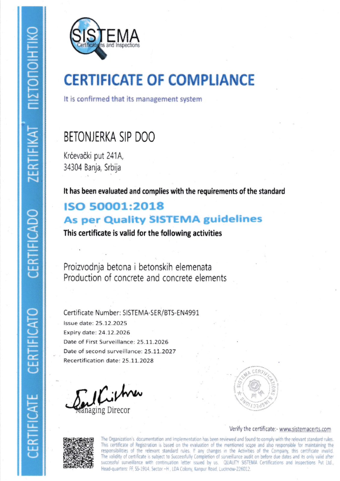 ISO sertifikat
