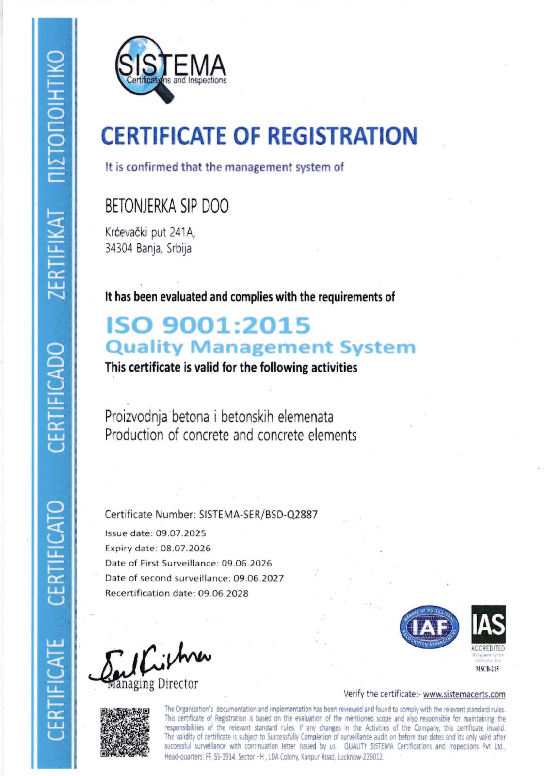ISO sertifikat